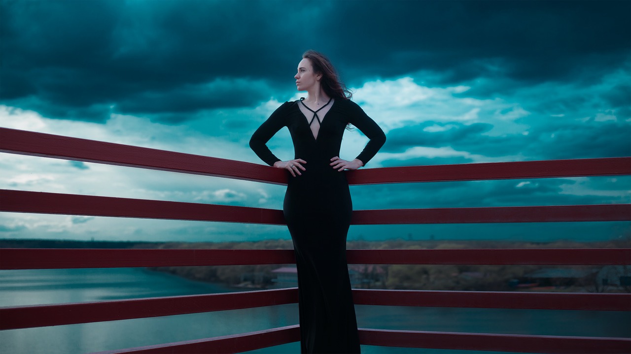 Image - black dress girl triple emotions