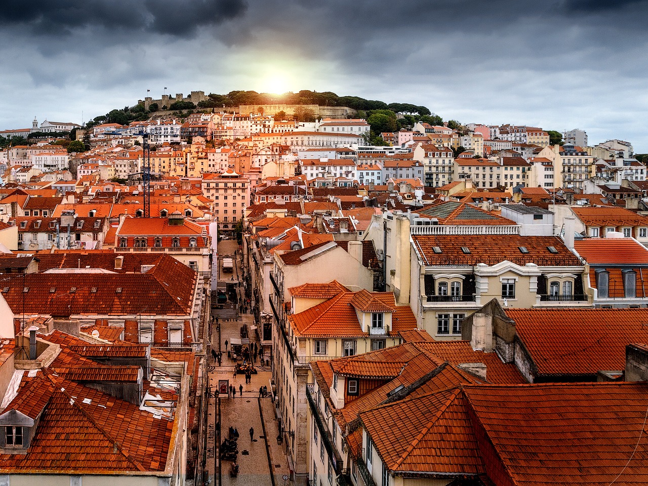 Image - lisbon retouch sunset storm city