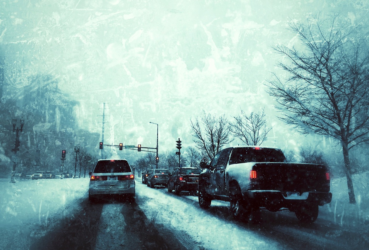 Image - driving winter snow road car