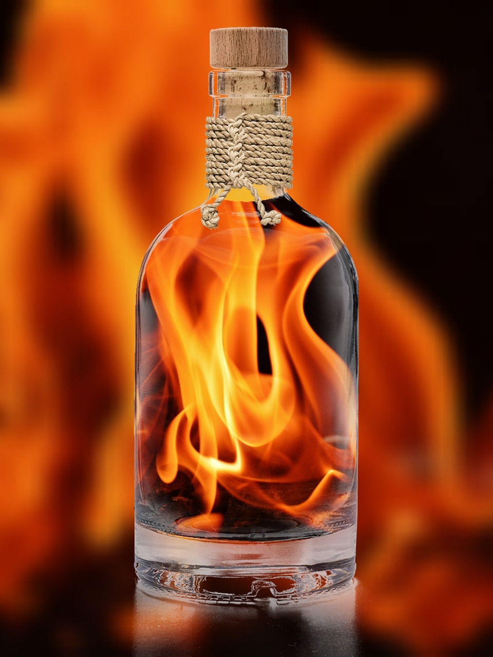 Image - flame embers bottle fiery fire hot