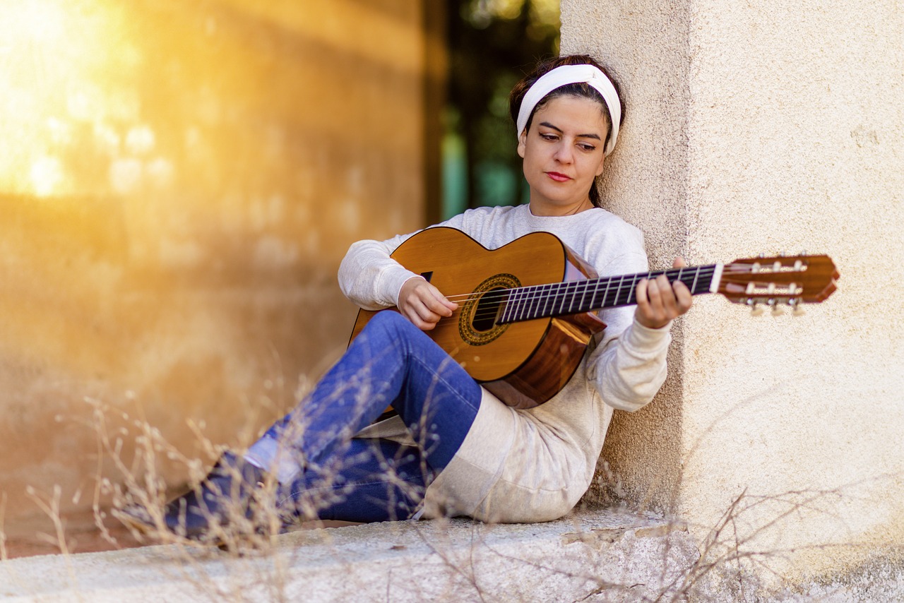 Image - girl guitar music instrument