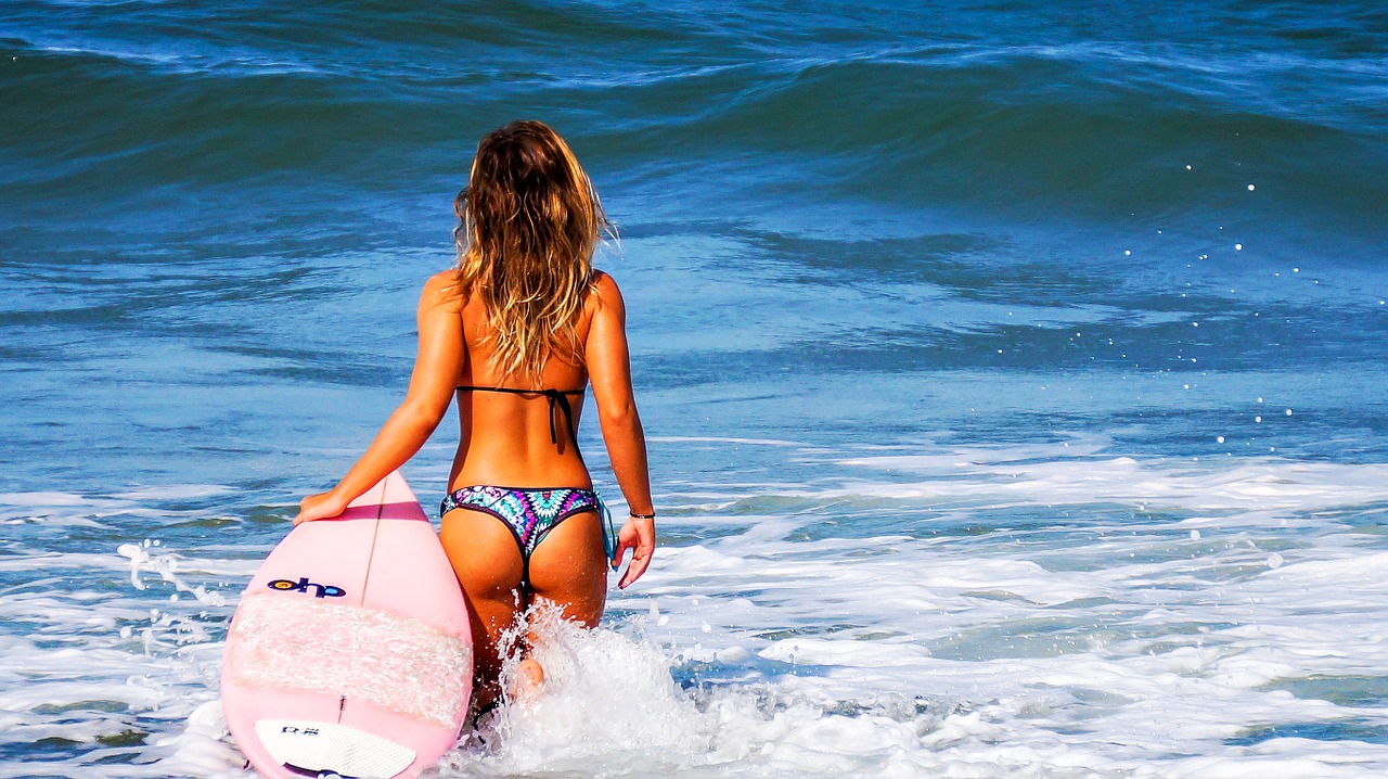 Image - surf woman mar surfer wave