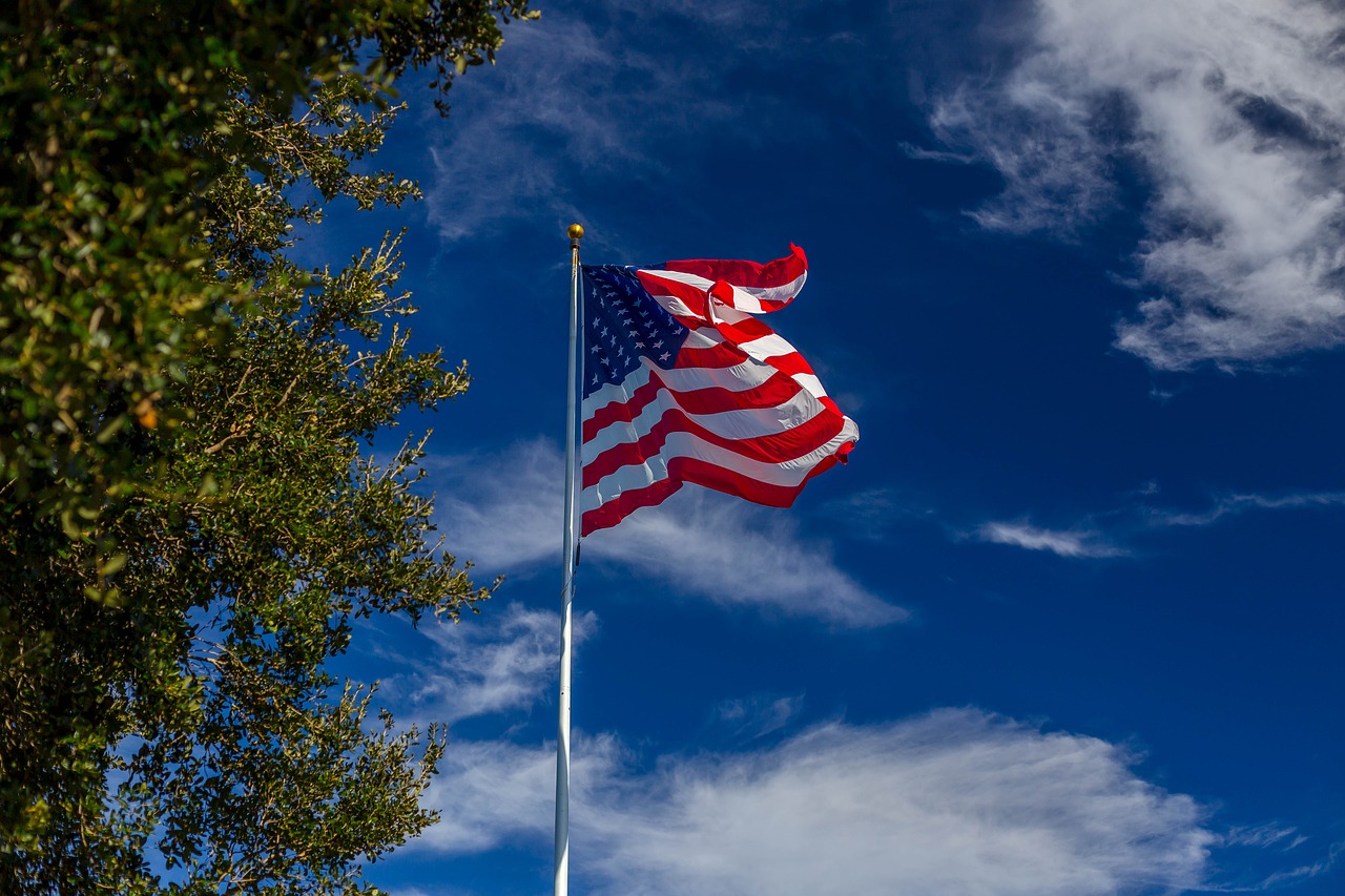 Image - flag blue sky american flag pole