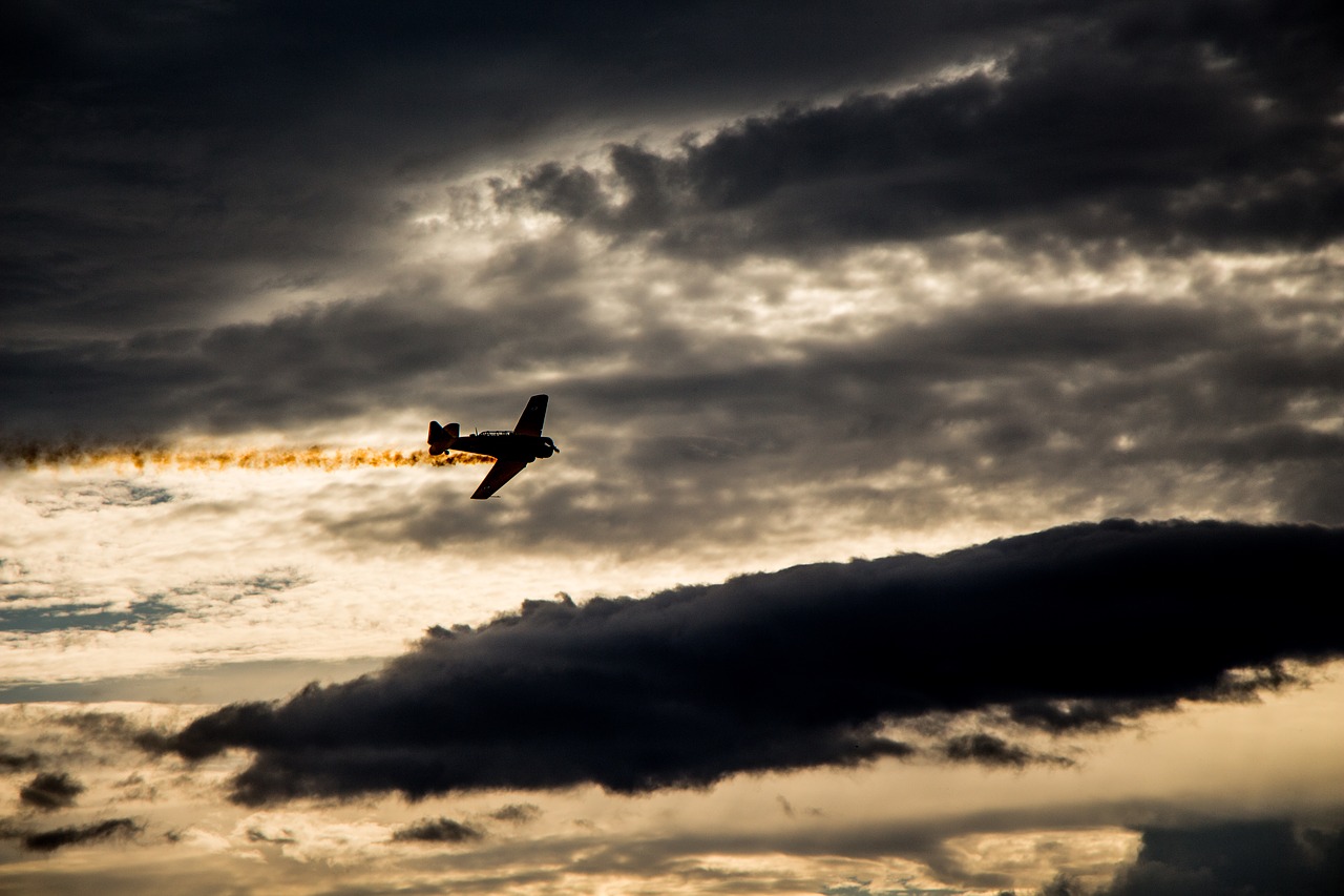 Image - sunset silhouette airplane plane