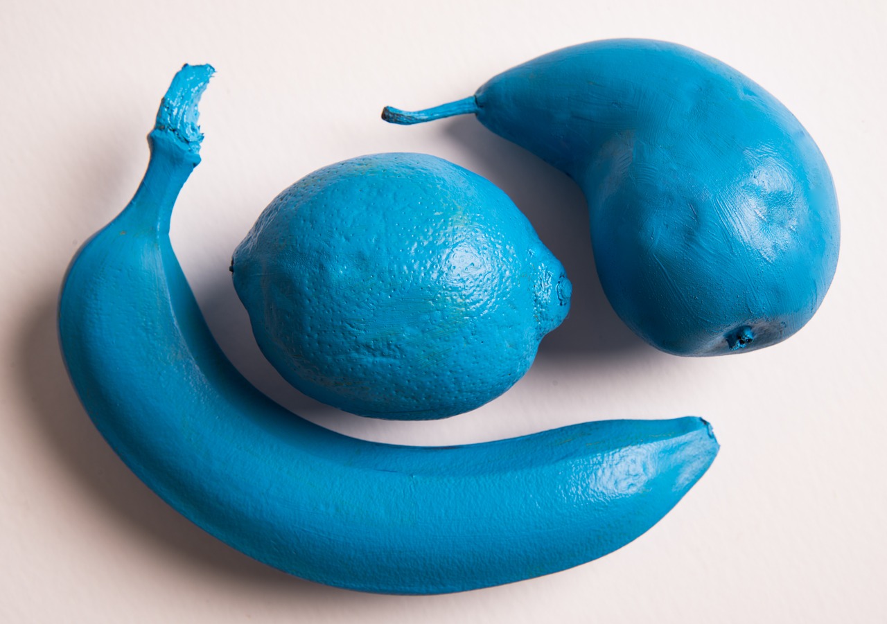 Image - blue blue fruit banana pear lemon