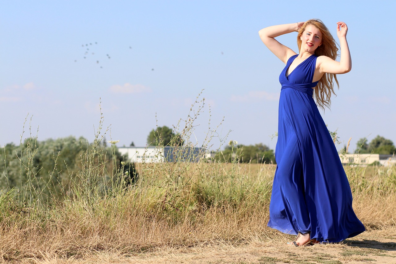 Image - girl dress blonde blue beauty