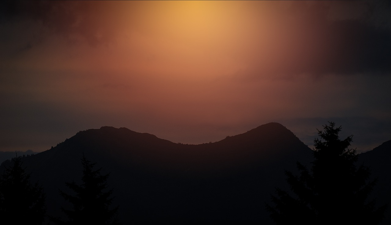 Image - mountains outline sunset nature