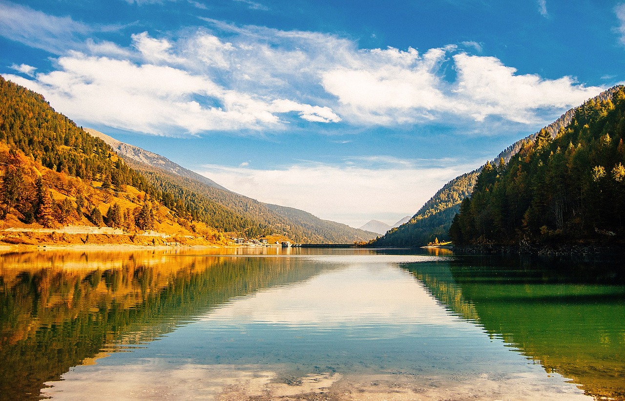 Image - landscape serene autumn water
