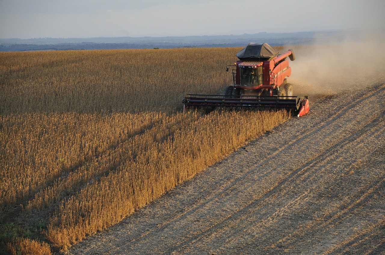 Image - soybeans harvester harvest grains