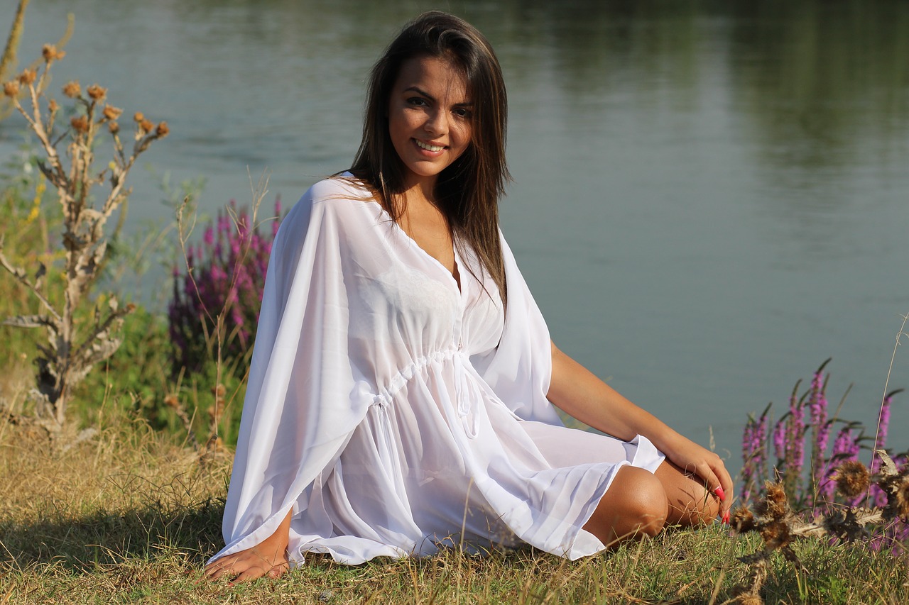 Image - girl lake dress white sensual