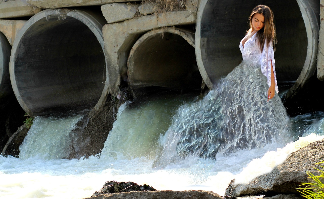 Image - girl cascada dress water nature