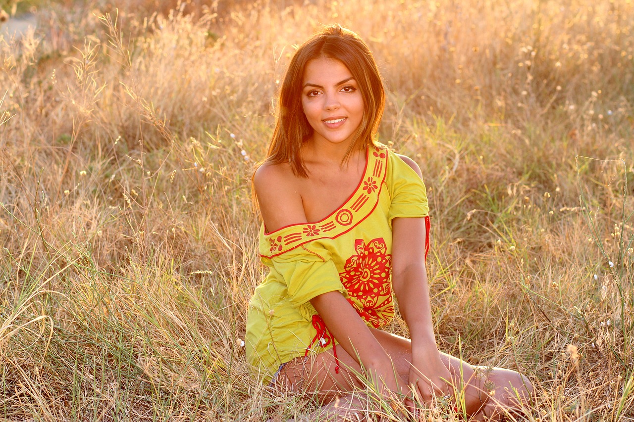 Image - girl grass sunset light nature