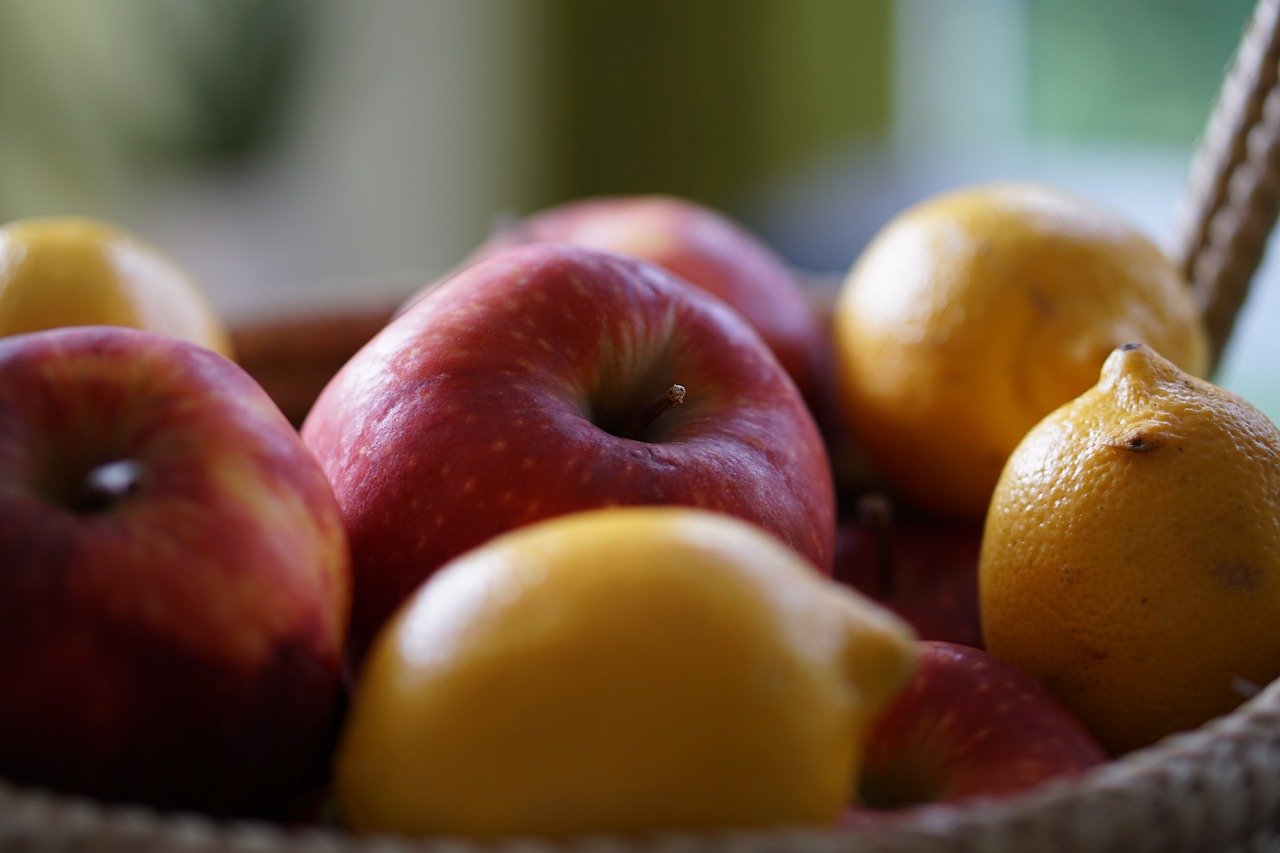 Image - apple lemon basket fruit fruits