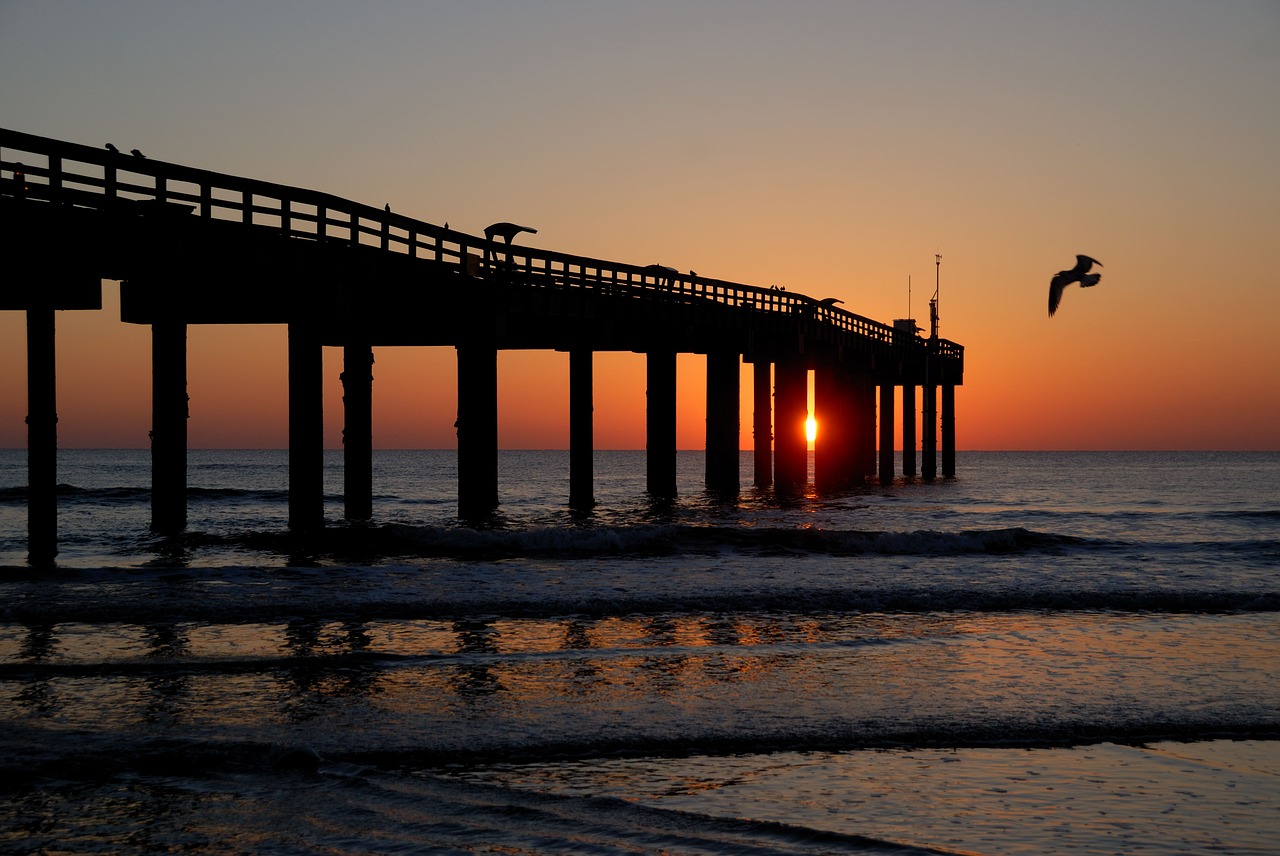 Image - fishing pier pier sunrise colorful
