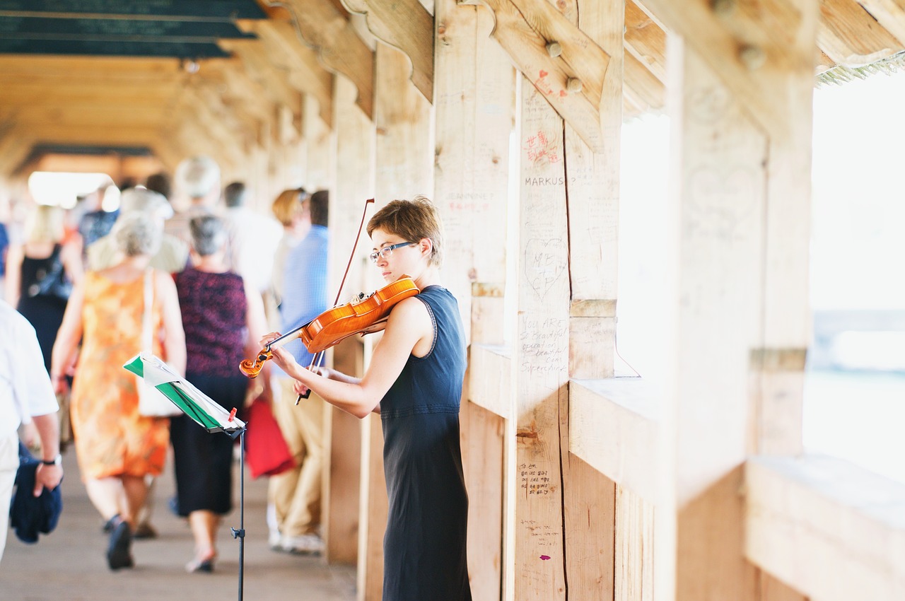 Image - violinist violin wooden bridge