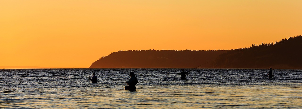 Image - fishermen sunset water fishing