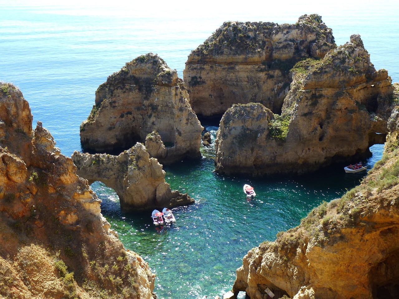 Image - coastline rocks boats nature