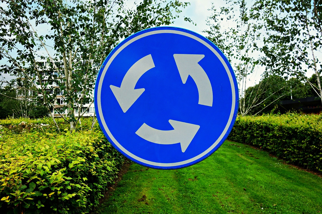 Image - roundabout traffic sign arrow round