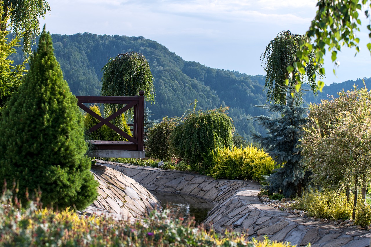 Image - garden mountains landscape