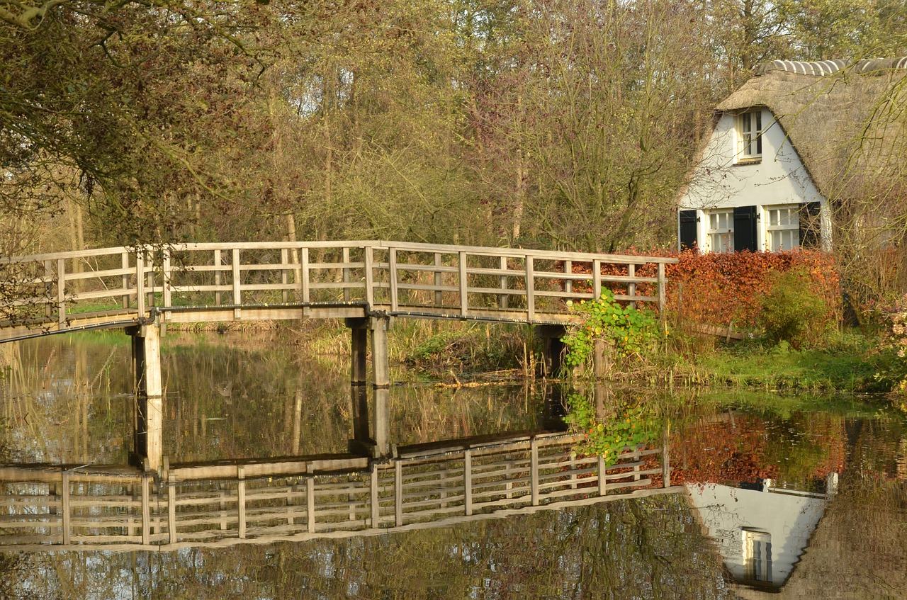 Image - bridge reflection water house