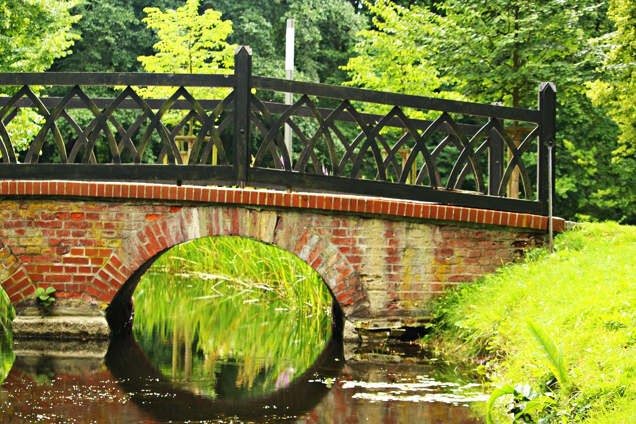 Image - bridge water arch brick park