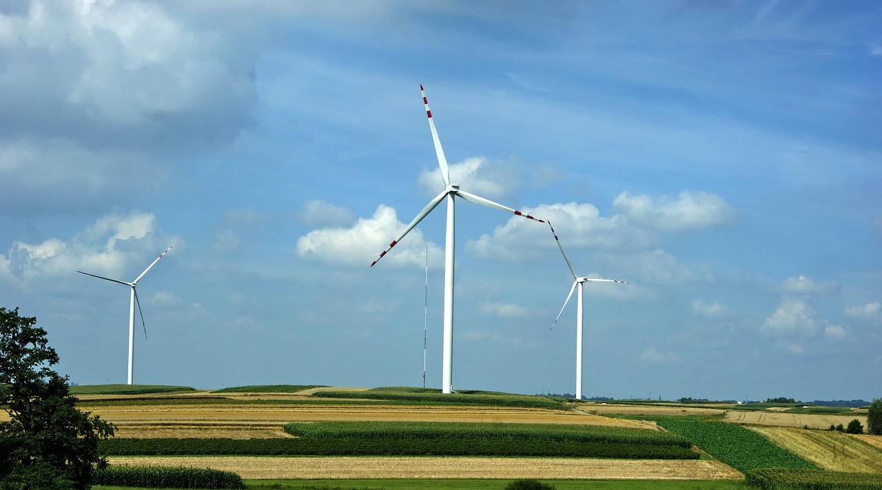 Image - blue sky clouds windmill