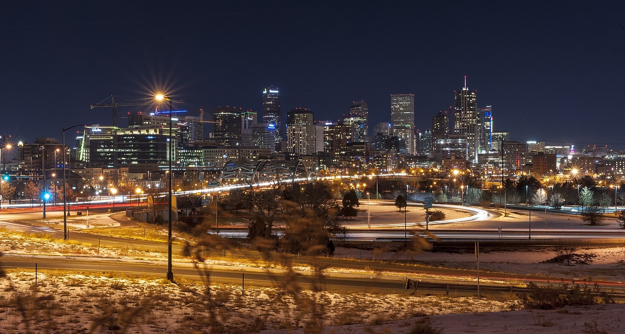 Image - denver skyline cityscape night sky