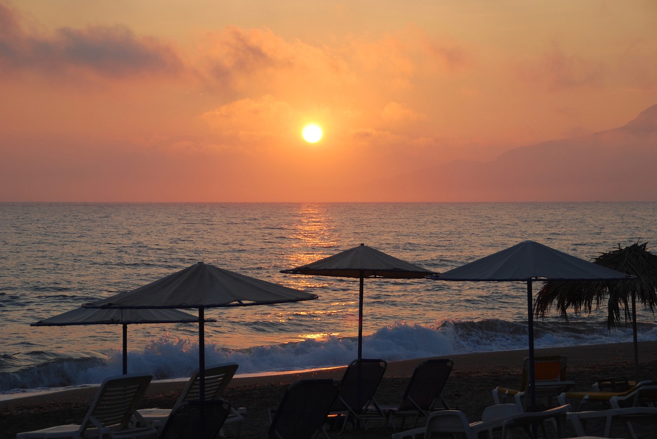 Image - sunset sea mirroring crete