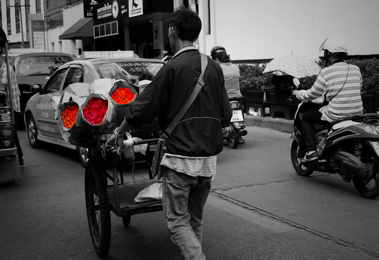 Image - street sell flowers thailand