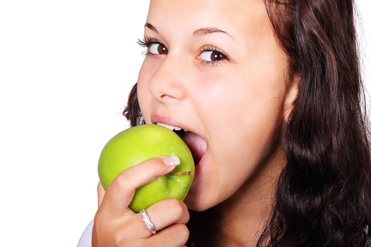 Image - apple bite diet eat face female