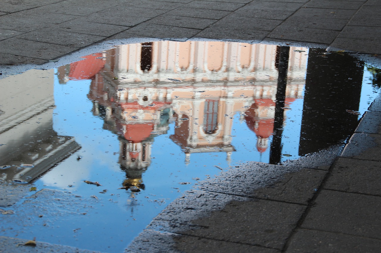 Image - lithuania vilnius mirroring puddle