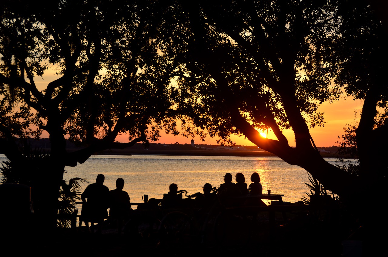 Image - people silhouette sunset looking