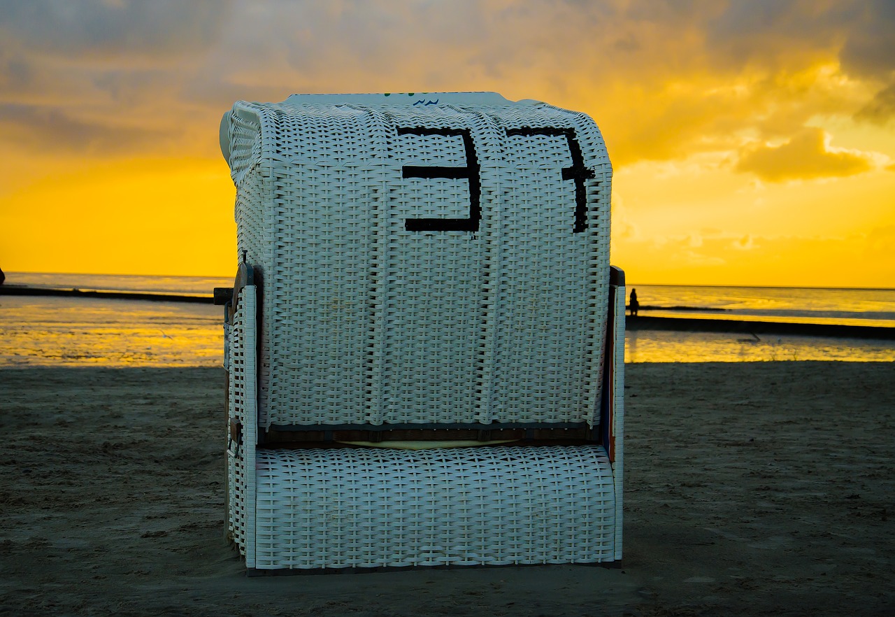 Image - sunrise sunset beach chair sand