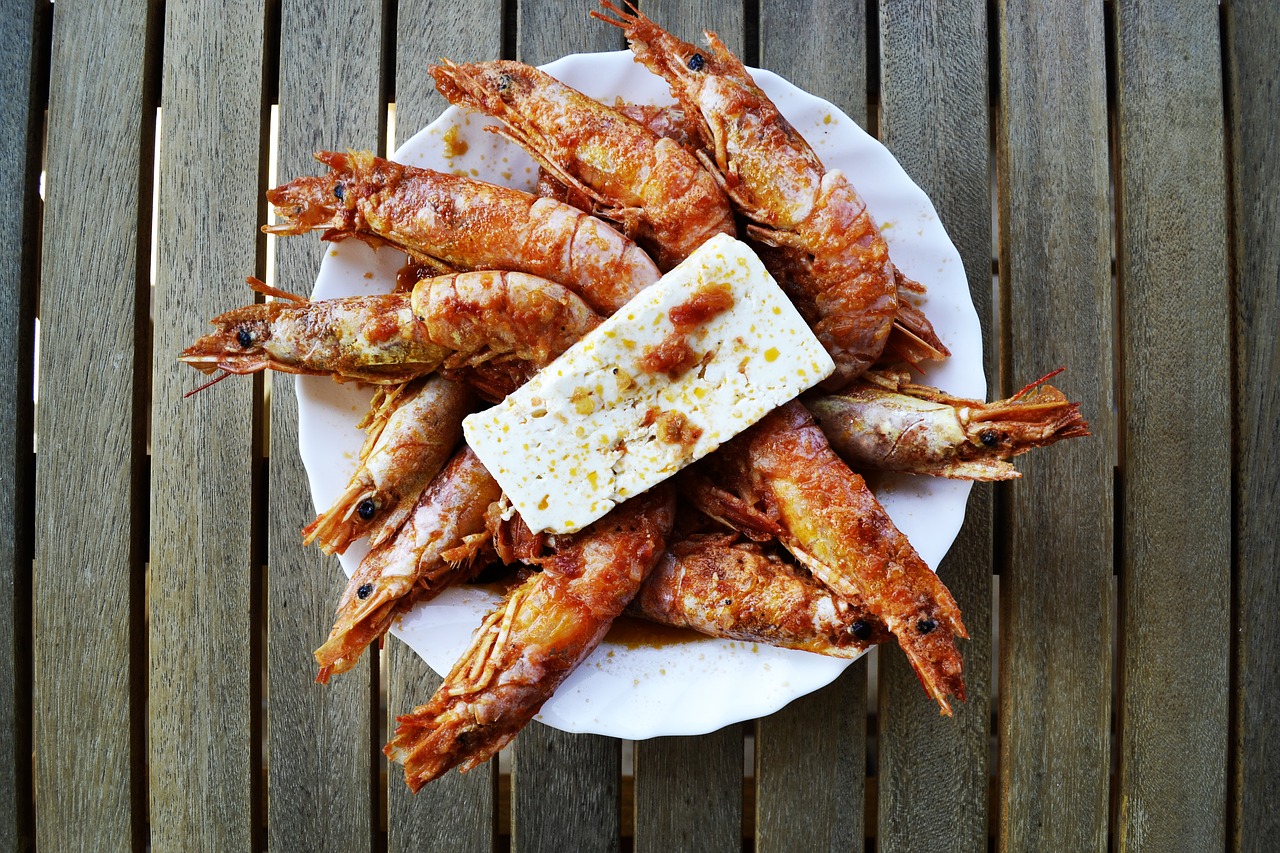 Image - shrimps sea food feta feta cheese