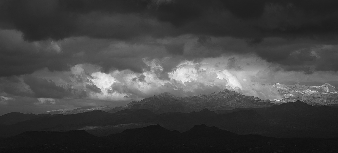 Image - clouds storm mountains desert dark