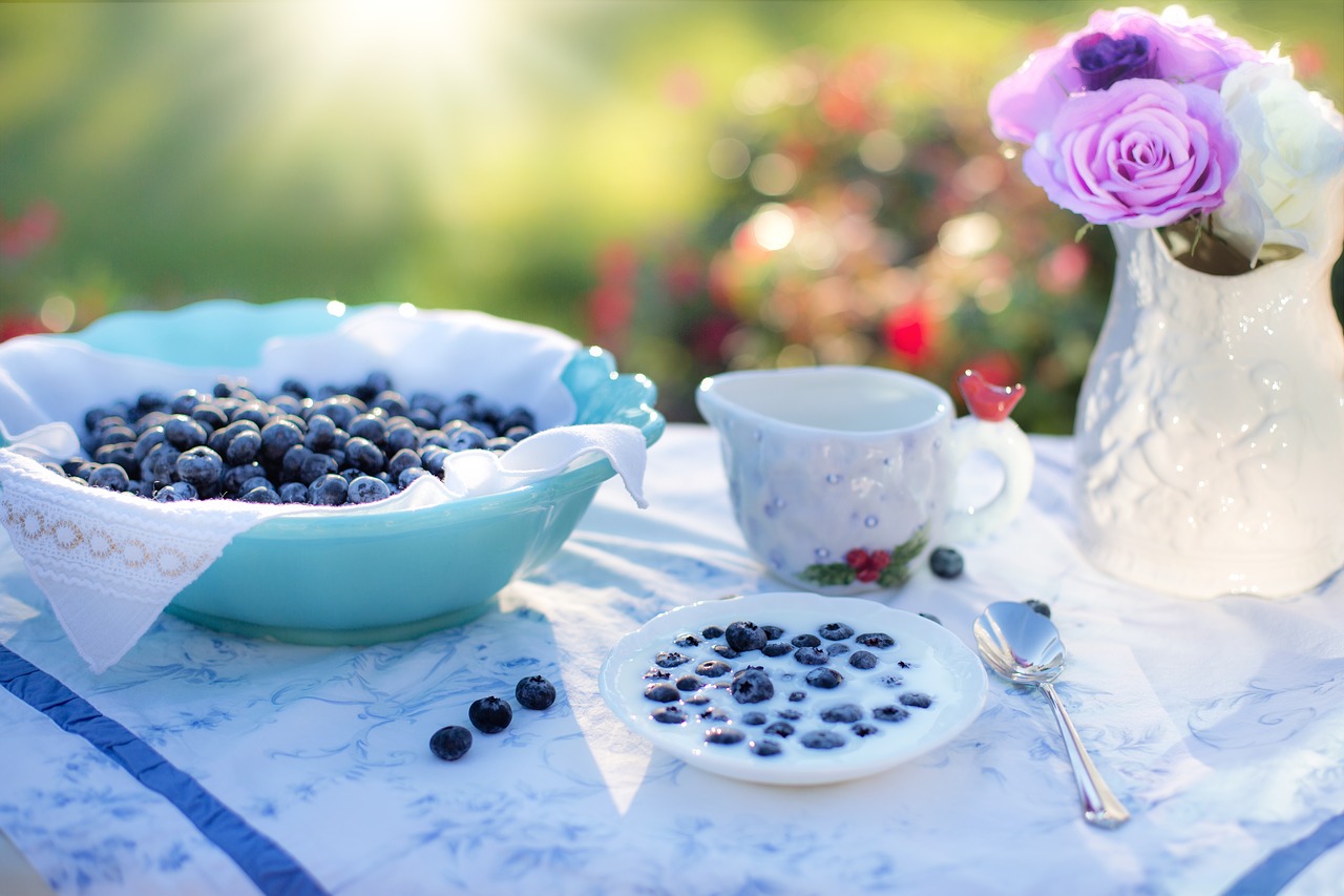 Image - blueberries cream dessert breakfast