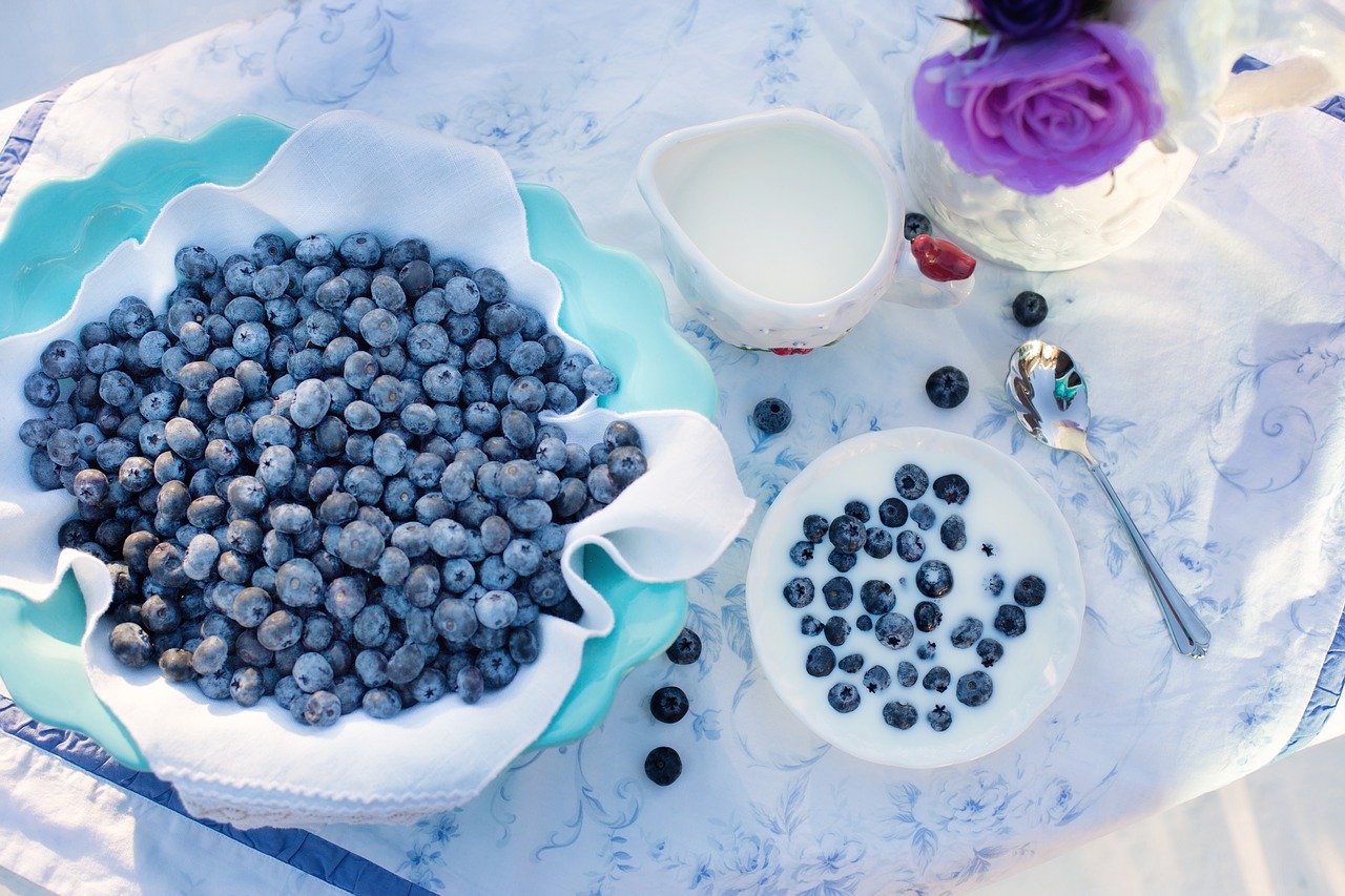 Image - blueberries cream dessert breakfast