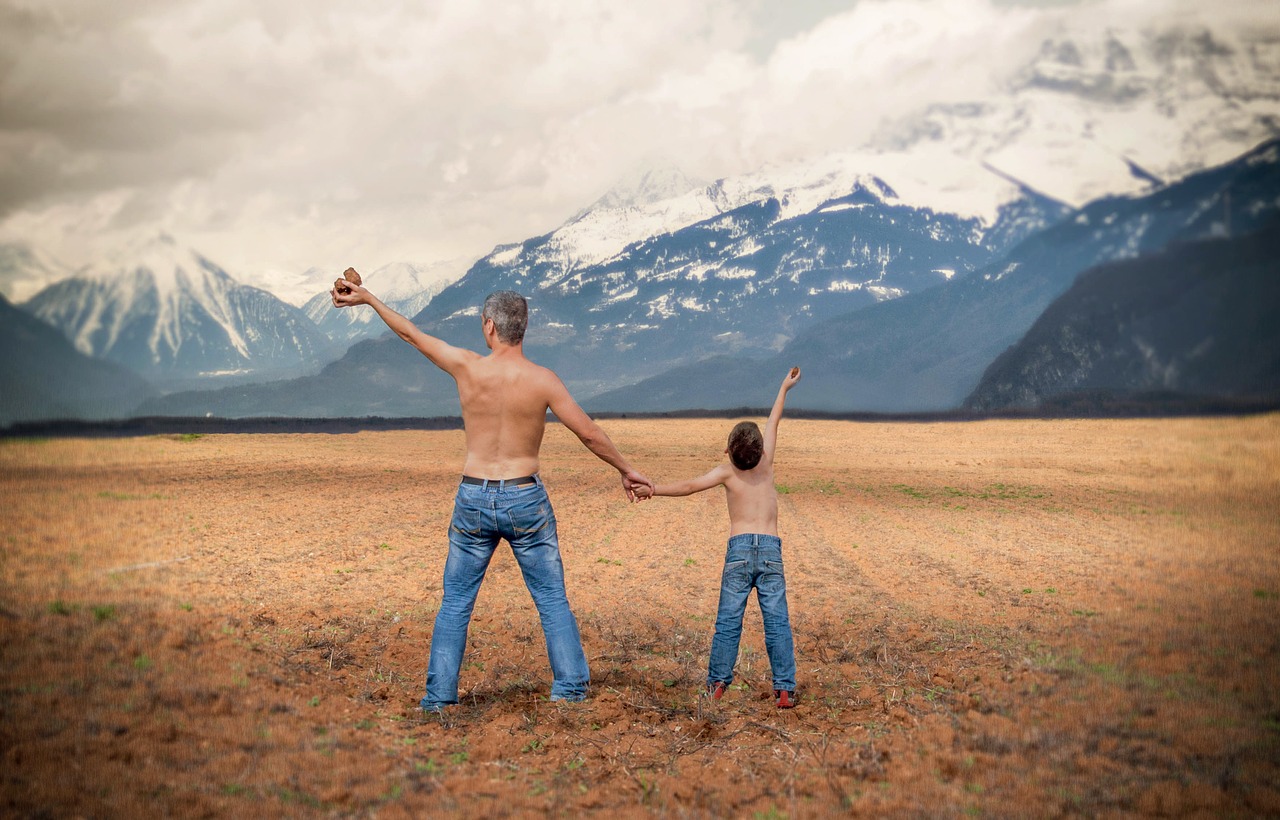 Image - father son family mountain