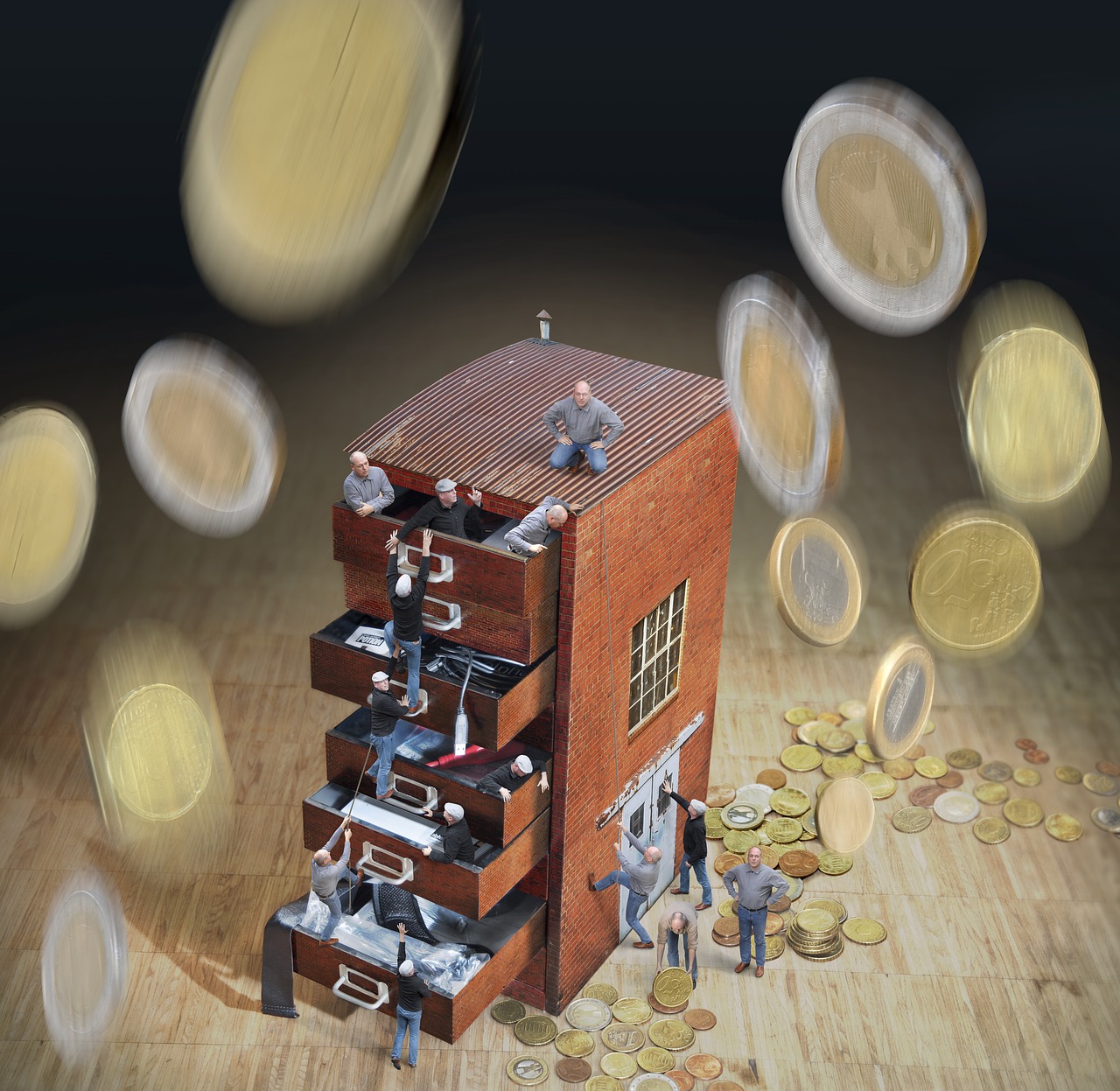 Image - work money chaos container