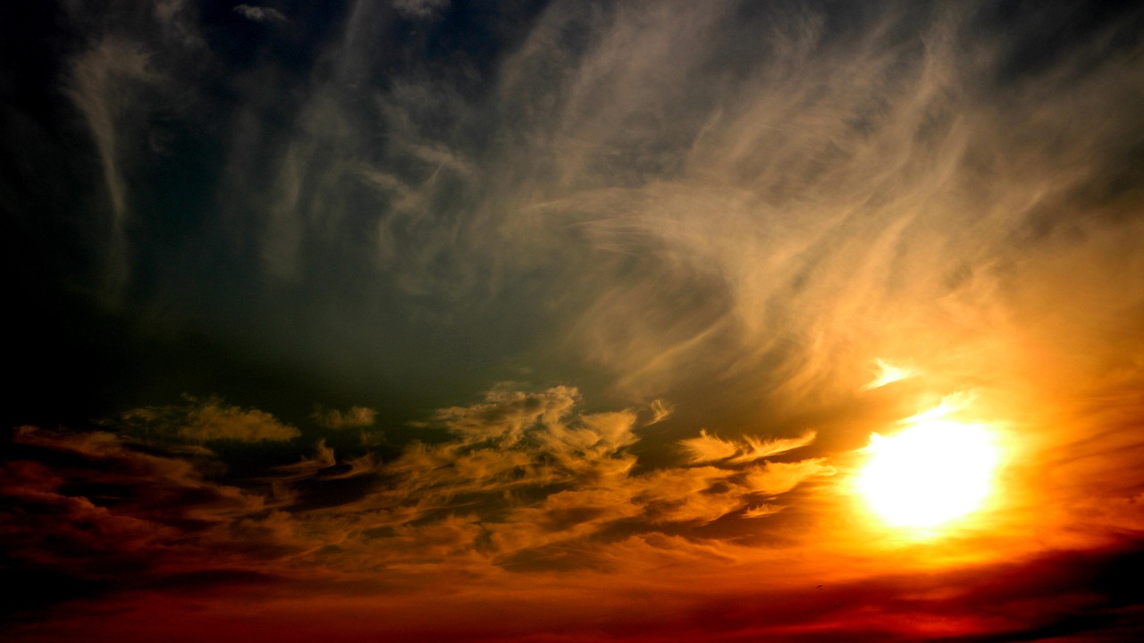 Image - sun sunset sky cloud red