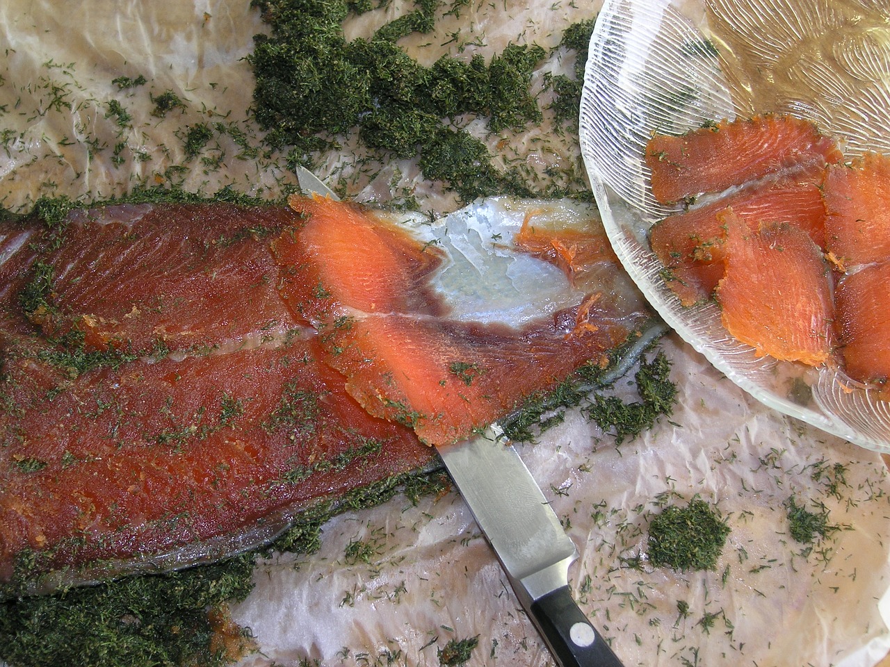 Image - salmon gravlax fish slices cut