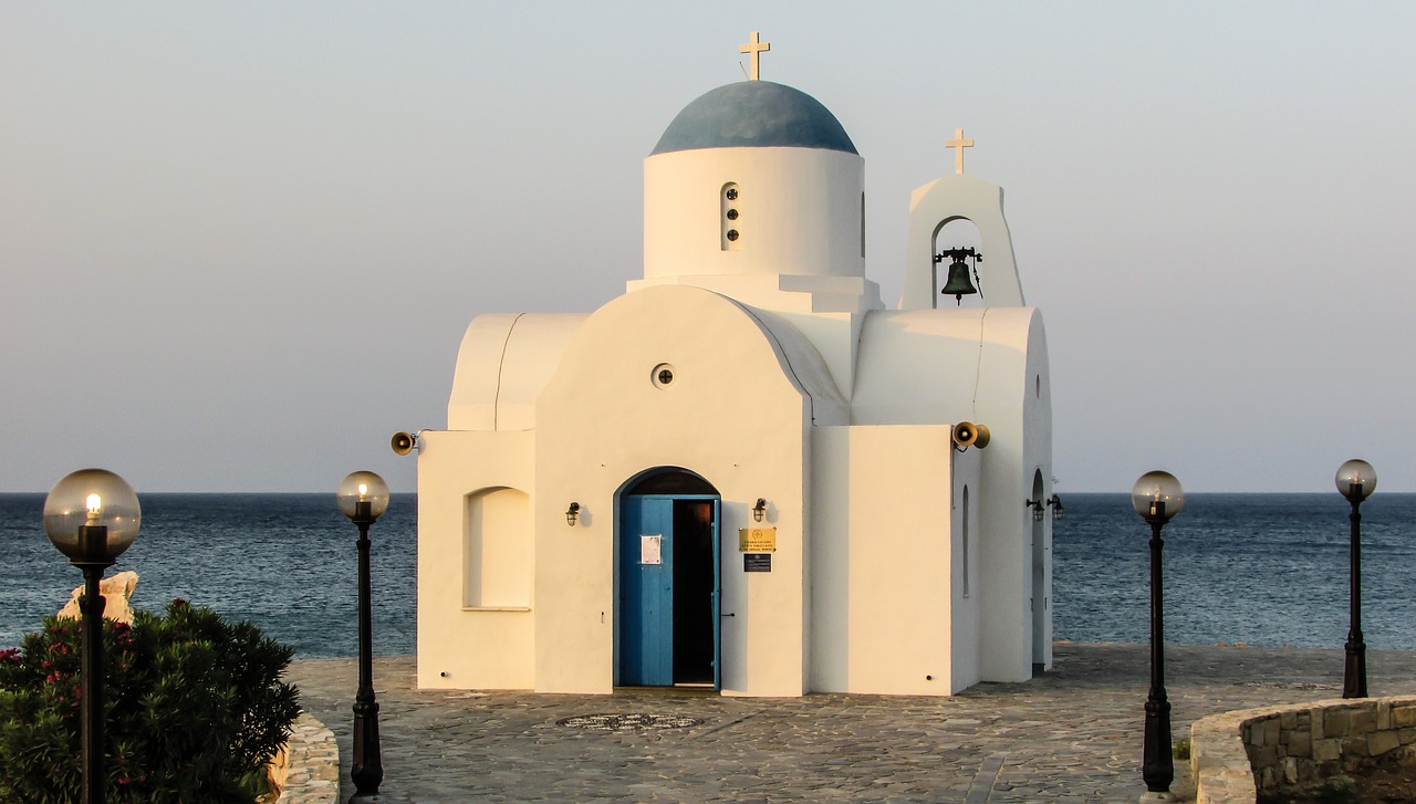 Image - church white blue summer cyprus