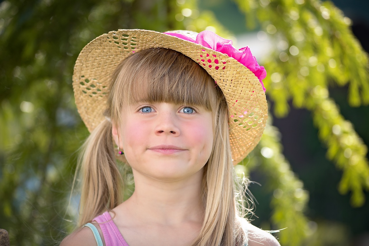 Image - child girl hat summer out nature