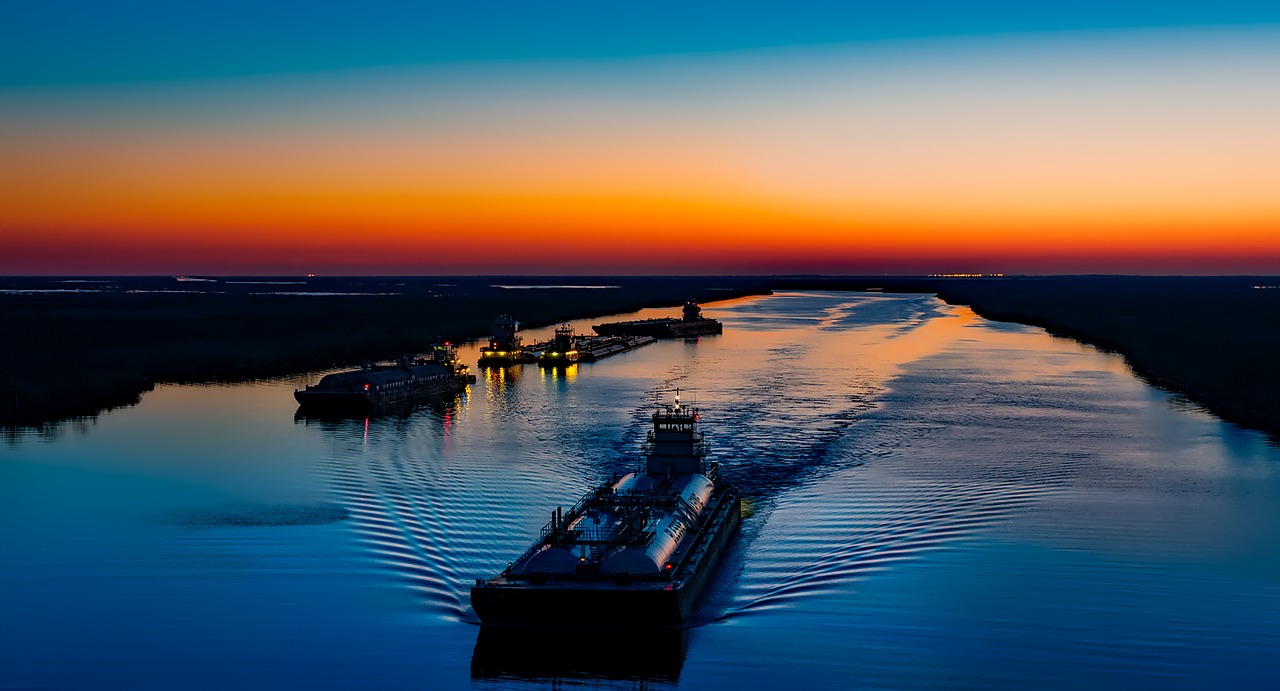 Image - sunset twilight dusk evening ships