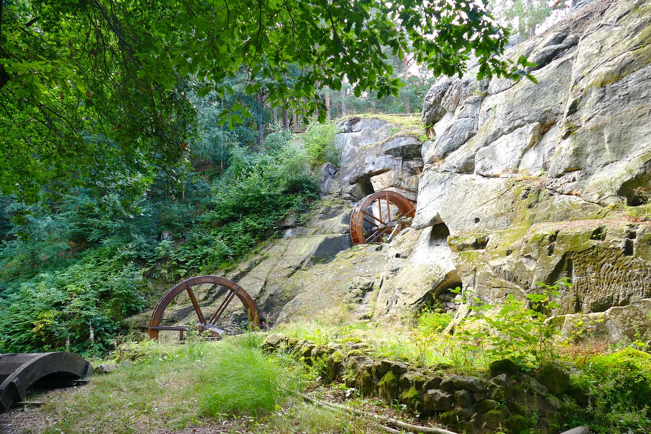 Image - nature landscape wooden wheels mill