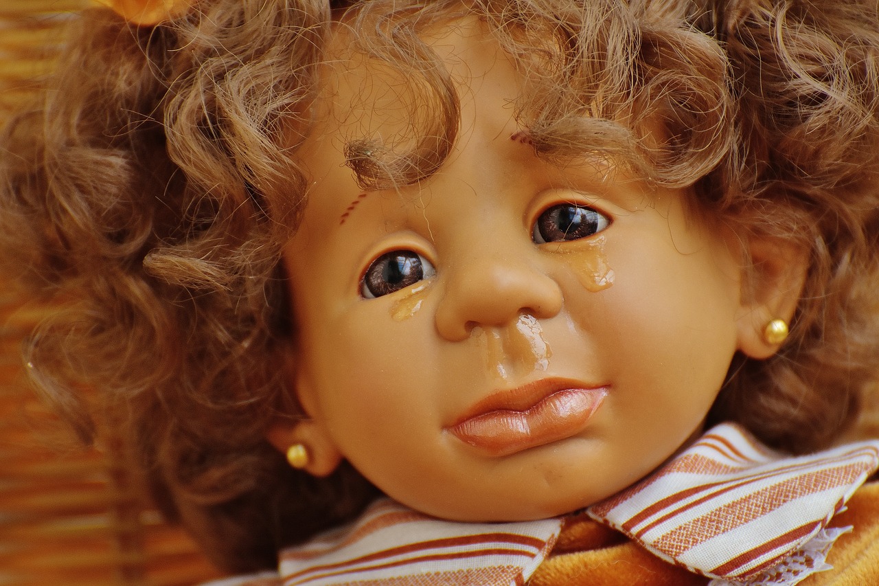 Image - doll girl tears sad toys children
