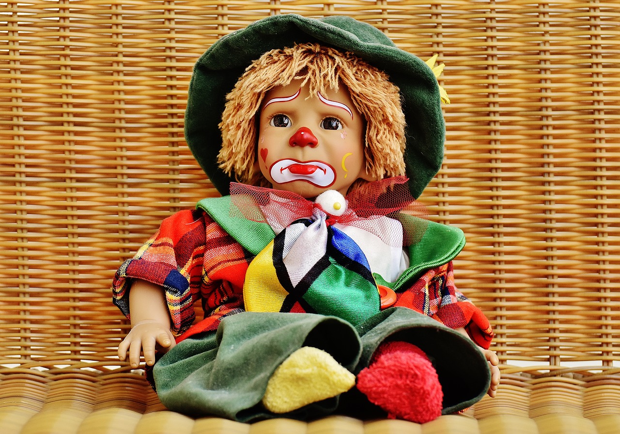 Image - doll clown sad colorful sweet