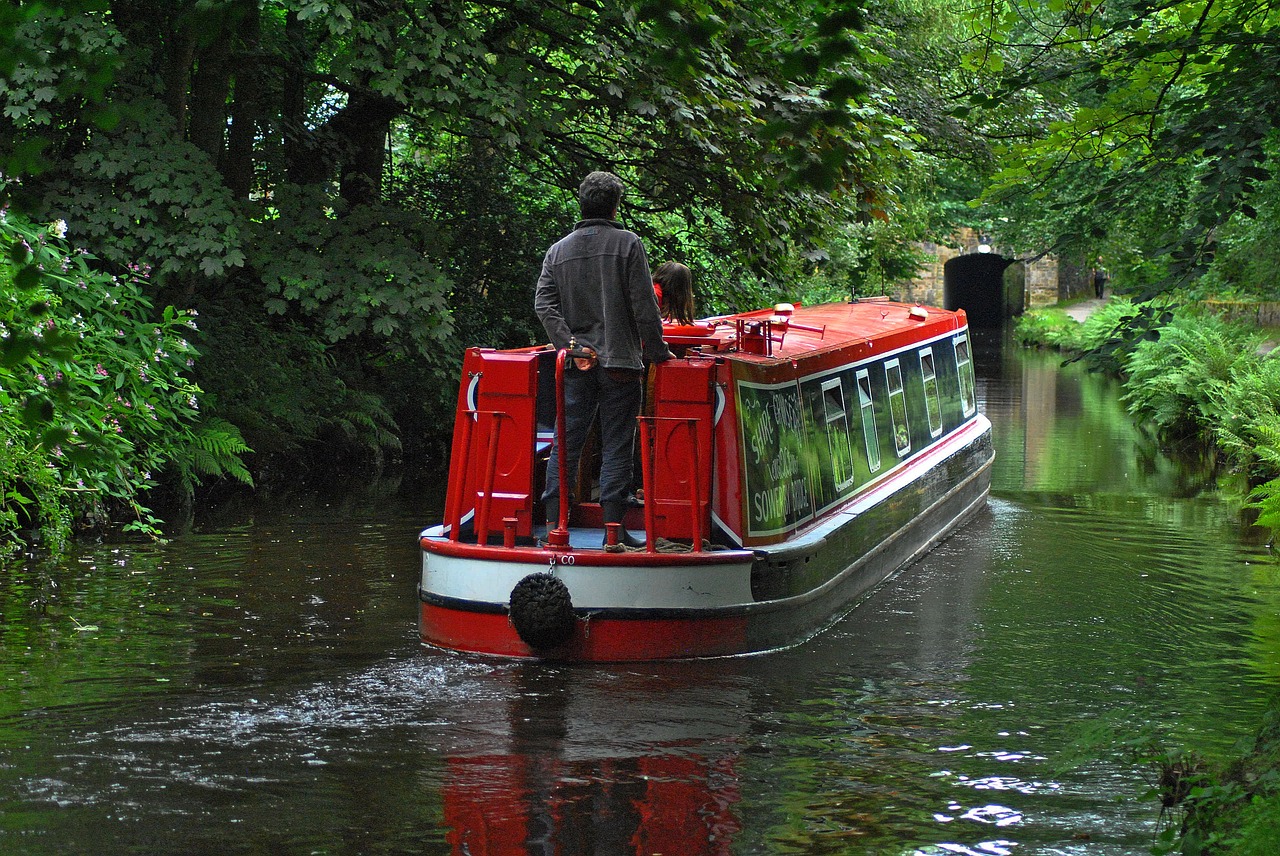 Image - barge canal bridge water travel