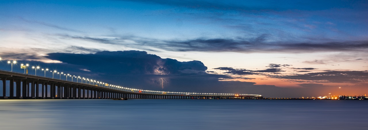 Image - sunset bridge sea view