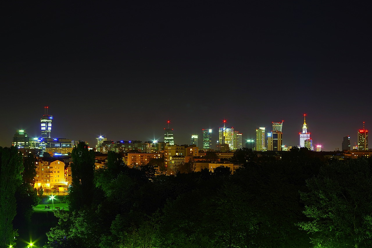 Image - warsaw night downtown